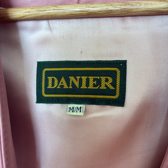 Vintage 80s Danier Pink Suede & Leather Cropped Jacket | Ruffle Collar Statement - Picture 8 of 12